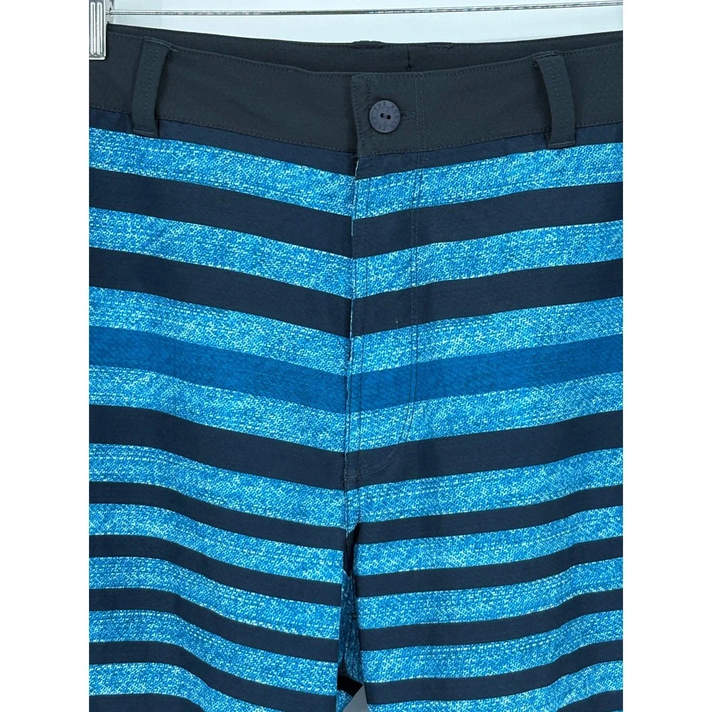 The North Face Class V Hybrid Board Shorts Mens 40 Blue Striped Swim Trunks